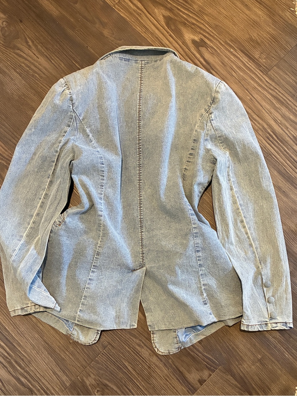 Light Blue Denim Blazer for Women Large - Picture 3 of 16